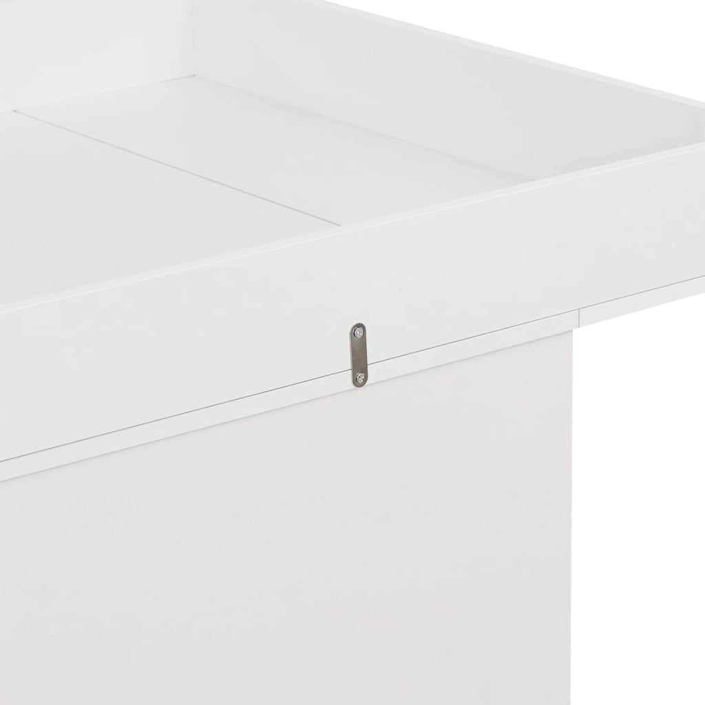 Cassettiera con Fasciatoio per Bambini, Cassettiera a 3 Cassetti, Fasciatoio con Divisorio Rimovibile, in MDF, Truciolare e Metallo, Bianco+Rovere