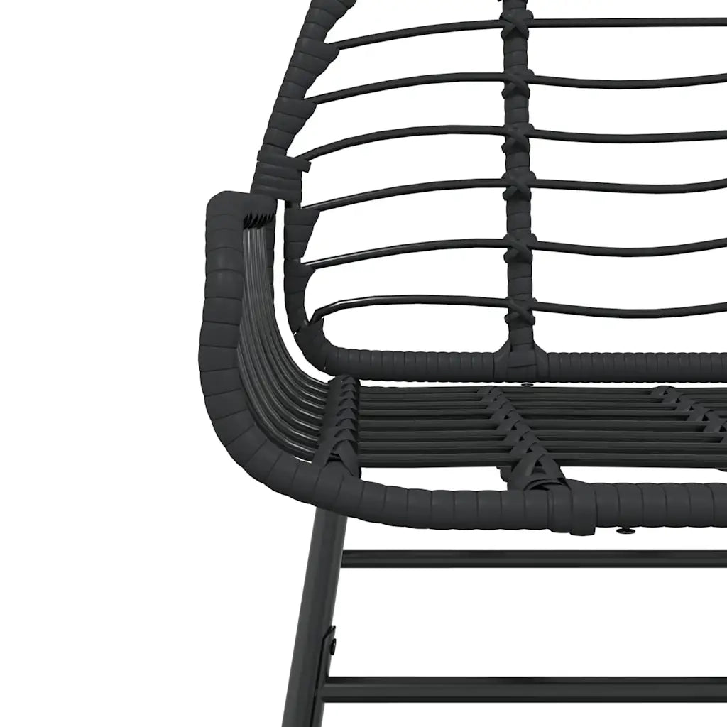 Set Mobili da Pranzo per Giardino 3 pz | Set Salotto da Giardino Nero Polyrattan Vetro