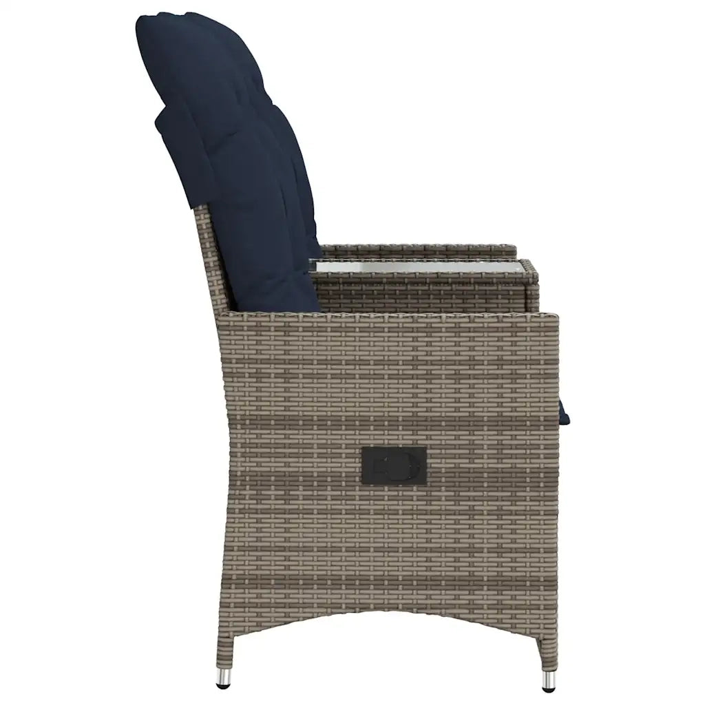 Divano da giardino reclinabile a 2 posti con tavolo grigio in polyrattan-Sofa da Giardino 725141