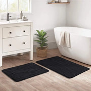 Set di tappeti da bagno 2 pezzi in schiuma di espansione assorbente con superficie antiscivolo e asciugatura rapida 2 pezzi (40 x 60 cm + 50 x 80 cm, nero)