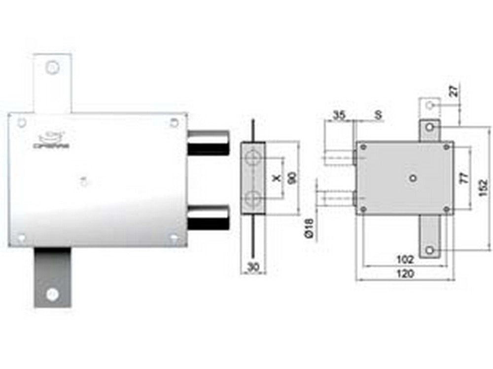 1pz deviatore doppio perno a piastra - sx (201/50) cod:ferx.fer229951