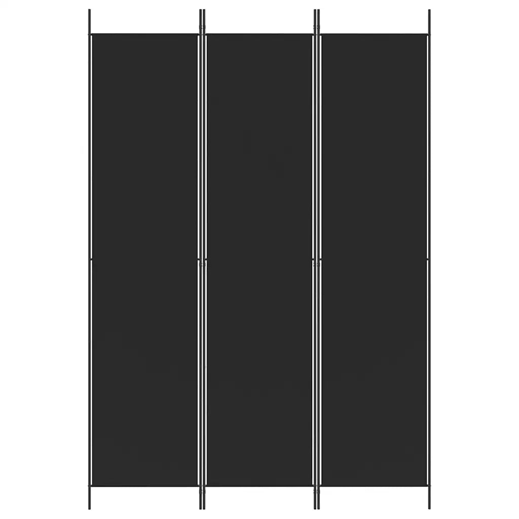 Divisorio Ambienti | Divider per stanze | Paravento a 3 Pannelli Nero 150x220 cm in Tessuto