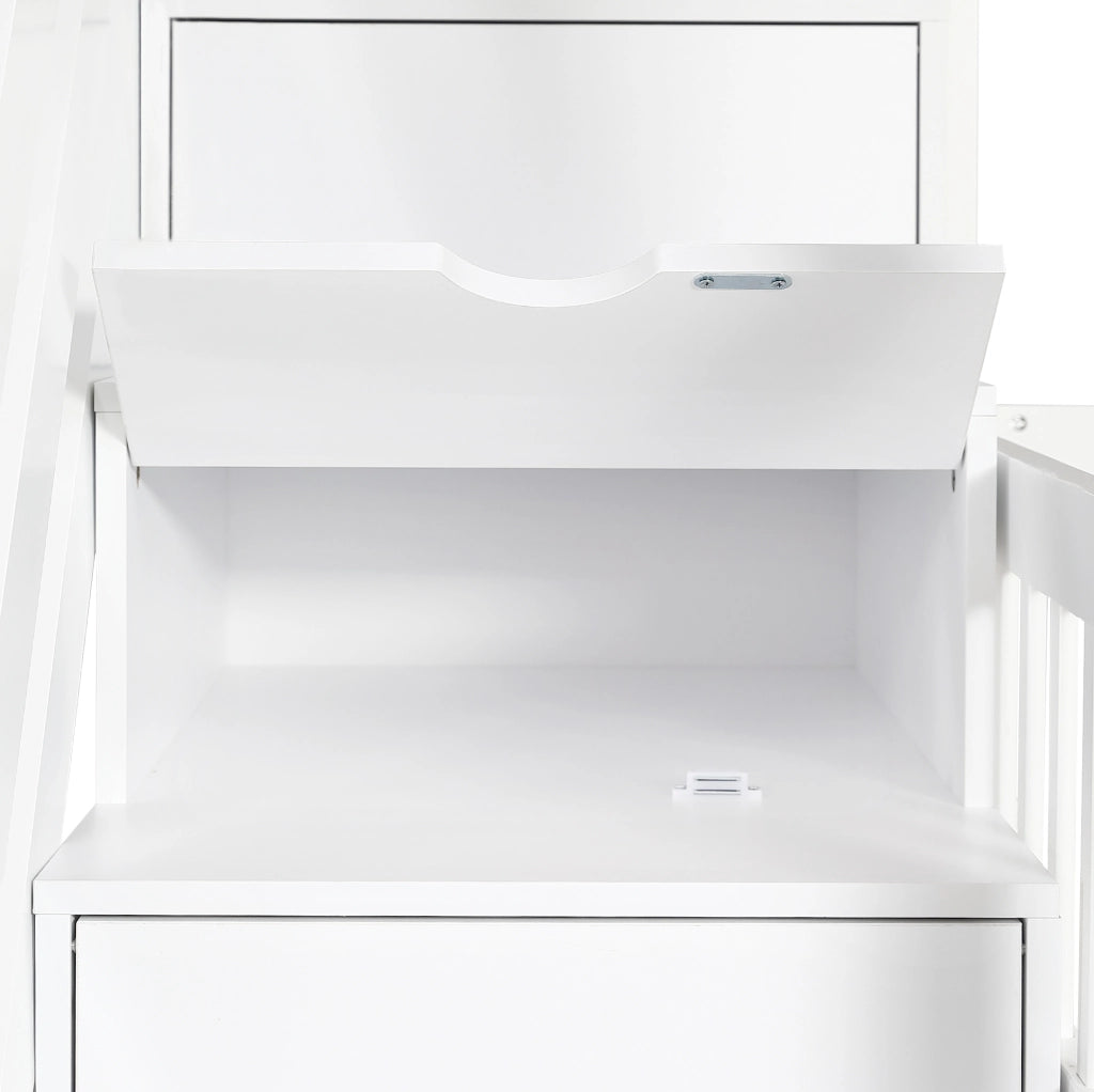 Letto a castello per bambini 90x200 cm con scala contenitore e 2 cassetti