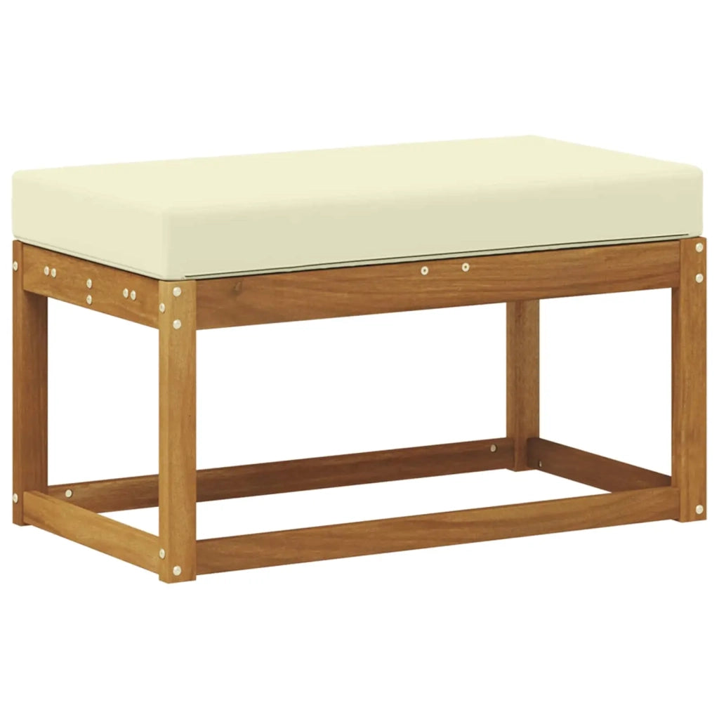Sedia da giardino-Panca da esterno con cuscino Naturale e Crema 79 x 43 x 37 cm