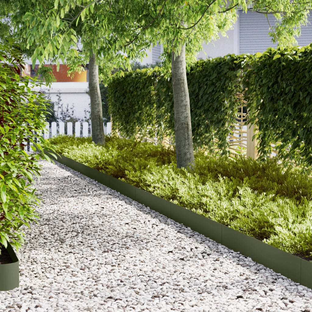 Bordature per Prato 10 pezzi Verde Oliva 100x0.5x20 cm Acciaio