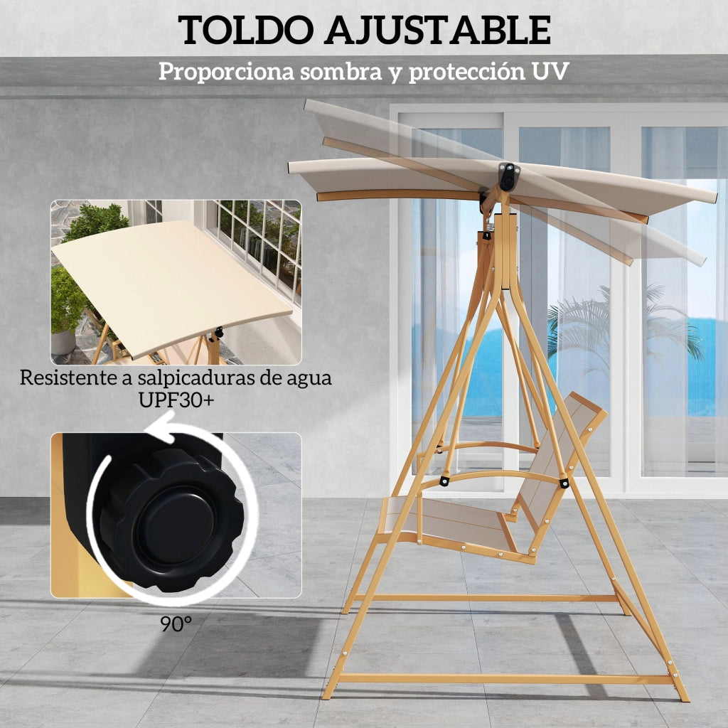 Altalena da Giardino 2 Posti con Tenda ¨C zephmum ¨C Caqui 160x112x162 cm