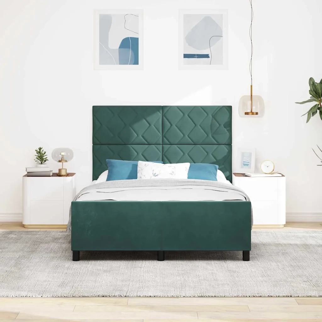 Letto a molle con testiera Verde Scuro 160 x 200 cm Velluto 3345020