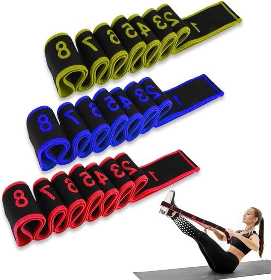 3 set di allungatori per yoga - estensibili e molto elastiche - cinture di allungamento per gambe - resistente alla fatica.