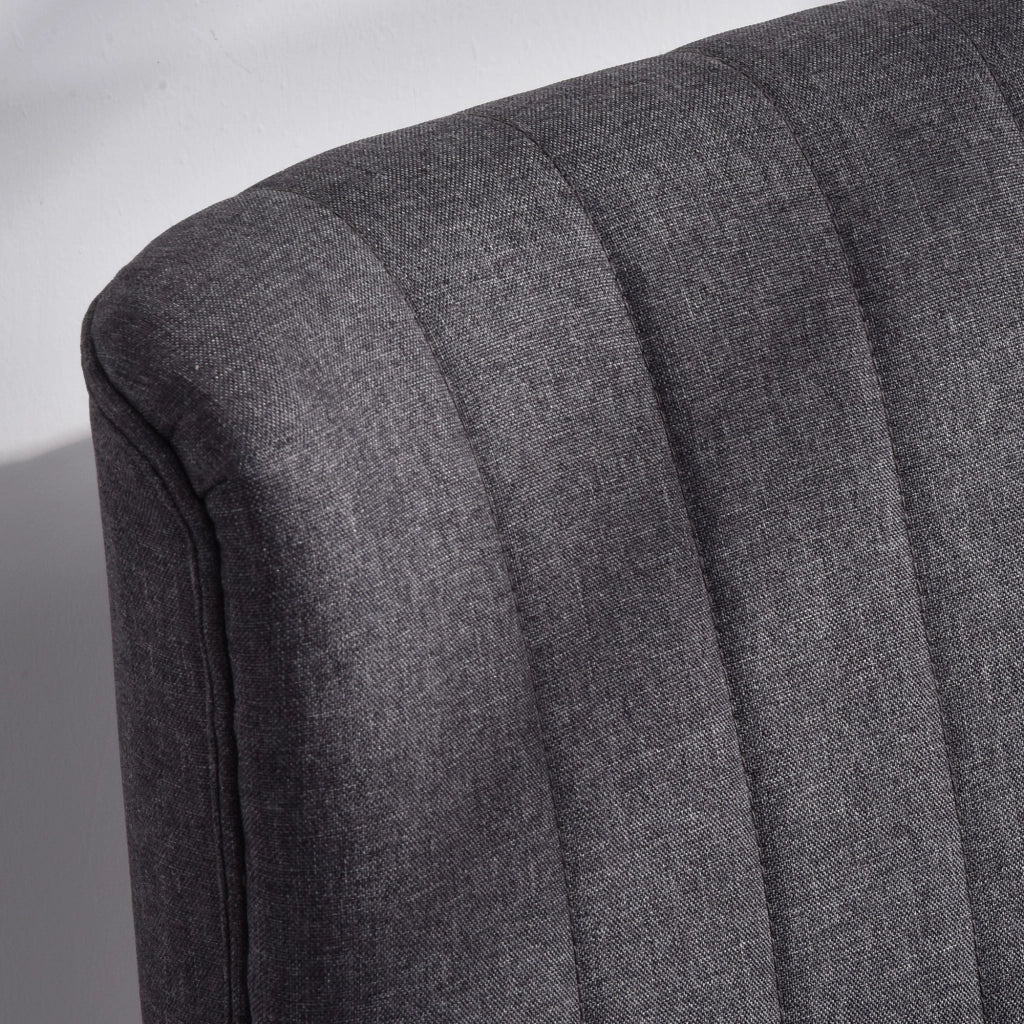 Divano 2 Posti 117x56,5x77 cm Senza Braccioli con Gambe in Legno in Tessuto Effetto Lino Grigio Scuro