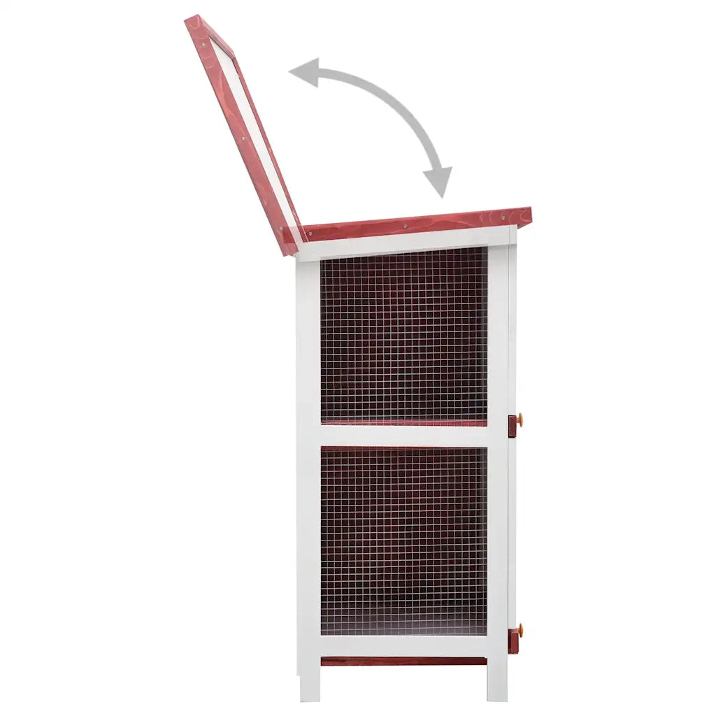 Conigliera per Esterni con 4 Porte Rosso in Legno CFW2282525