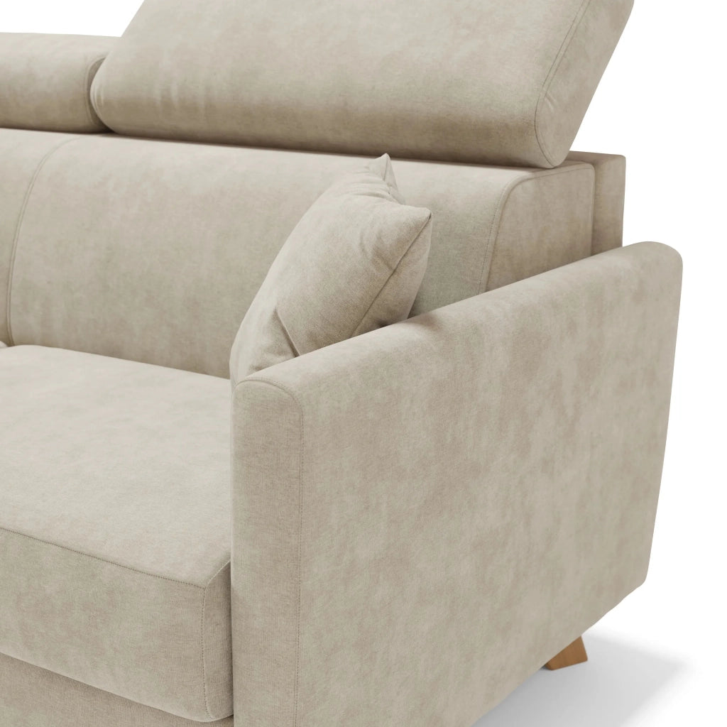 Francy Divano letto matrimoniale con poggiatesta regolabili in tessuto impermeabile e smacchiabile T17 180 cm (mat. 140x197) panna