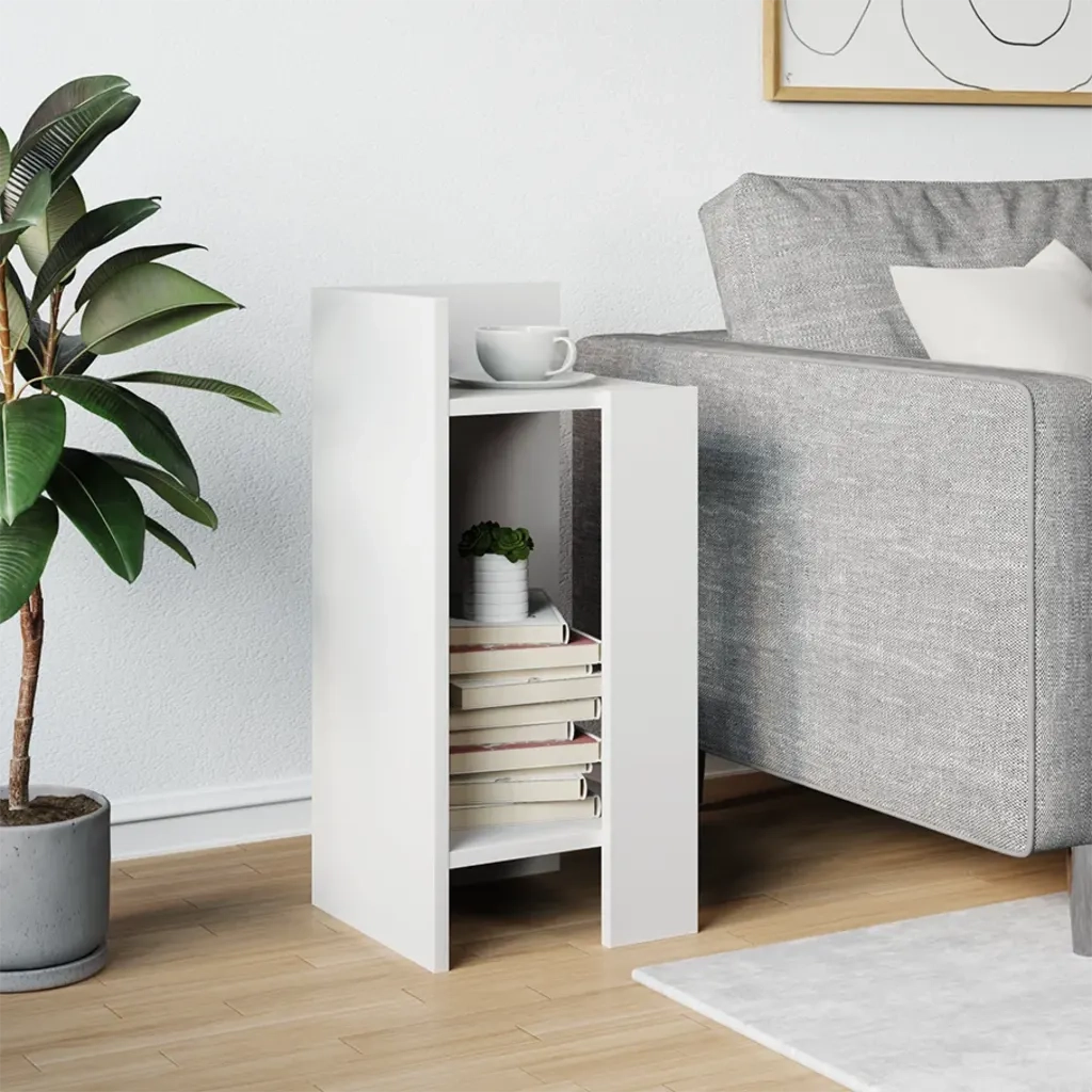 Tavolino Laterale con Ripiano Bianco 25,5x27x60 cm 858542