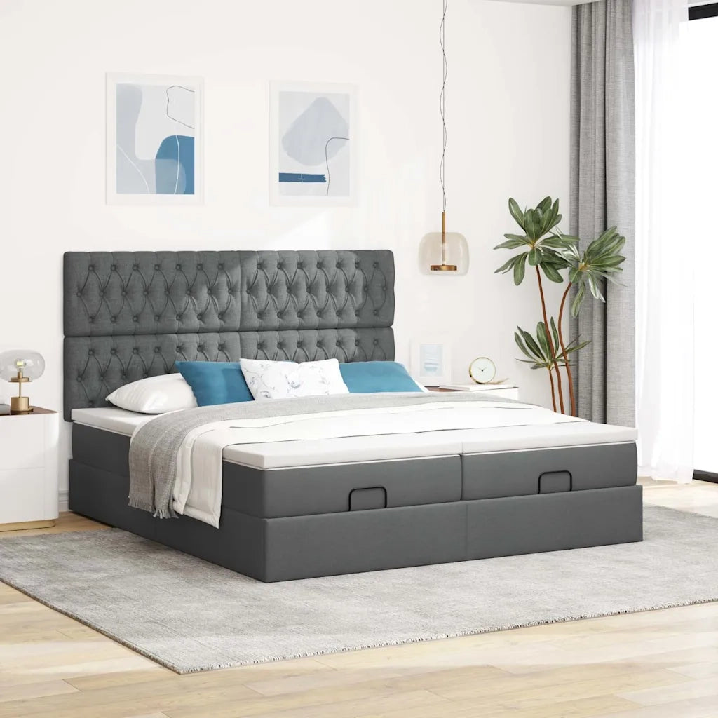 Struttura Letto Pouf con Materassi 160x200 cm in Tessuto 3314556