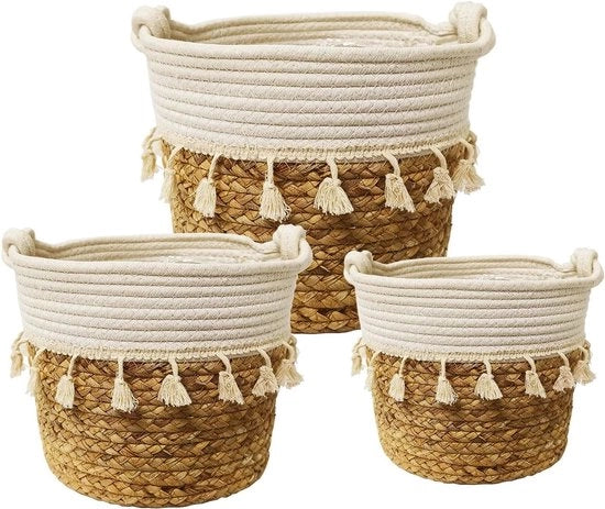 Vasi di terra vegetale - decorativi - 3 pezzi - impermeabili - di giunchi di mare