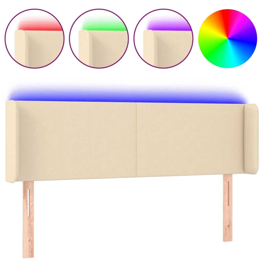 Testiera a LED-Testata con LED Crema 147x16x78/88 cm in Tessuto 442809