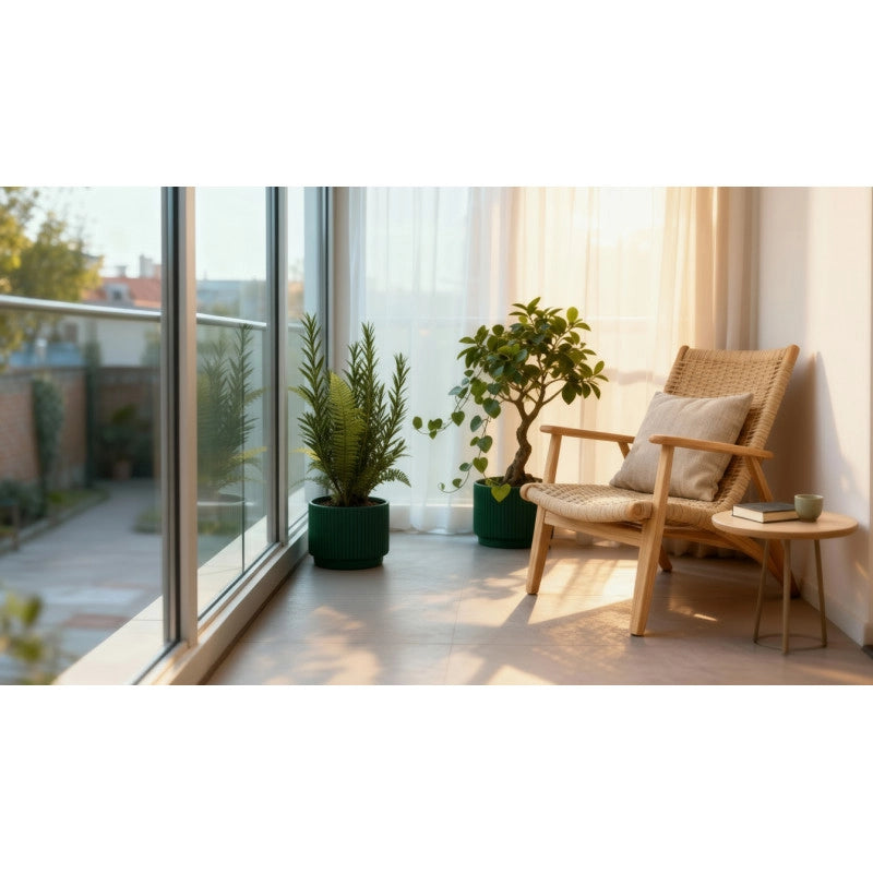 Vaso moderno di design Ø40 H36 in polimero verde lago resistente per interno ed esterno - Made in Italy - Monacis