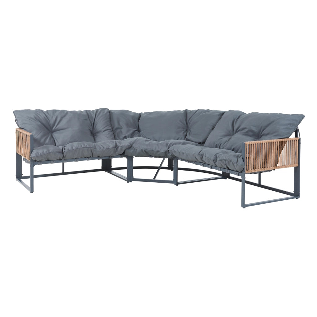 Set Salottino per Esterno Karg Divano Modulare a 3 pezzi e Tavolino con Piano in SPC Rovere Mobili da Giardino - Grigio