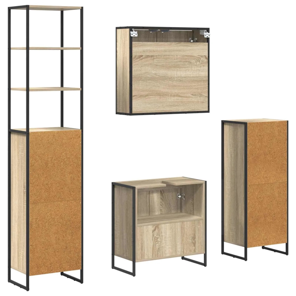 Set di mobili per il Bagno | Armadio da bagno Rovere Sonoma Legno multistrato