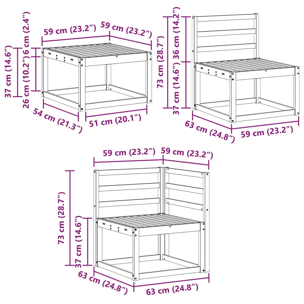 Set di divani da esterno 8 pcs Bianco 59 x 59 x 37 cm 3387368