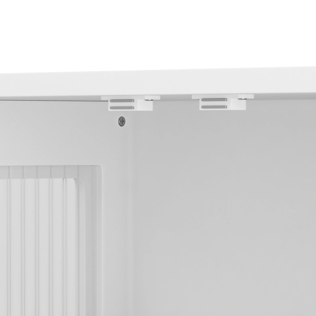 Pensile da bagno bianco a 3 ante con vetro e portasalviette