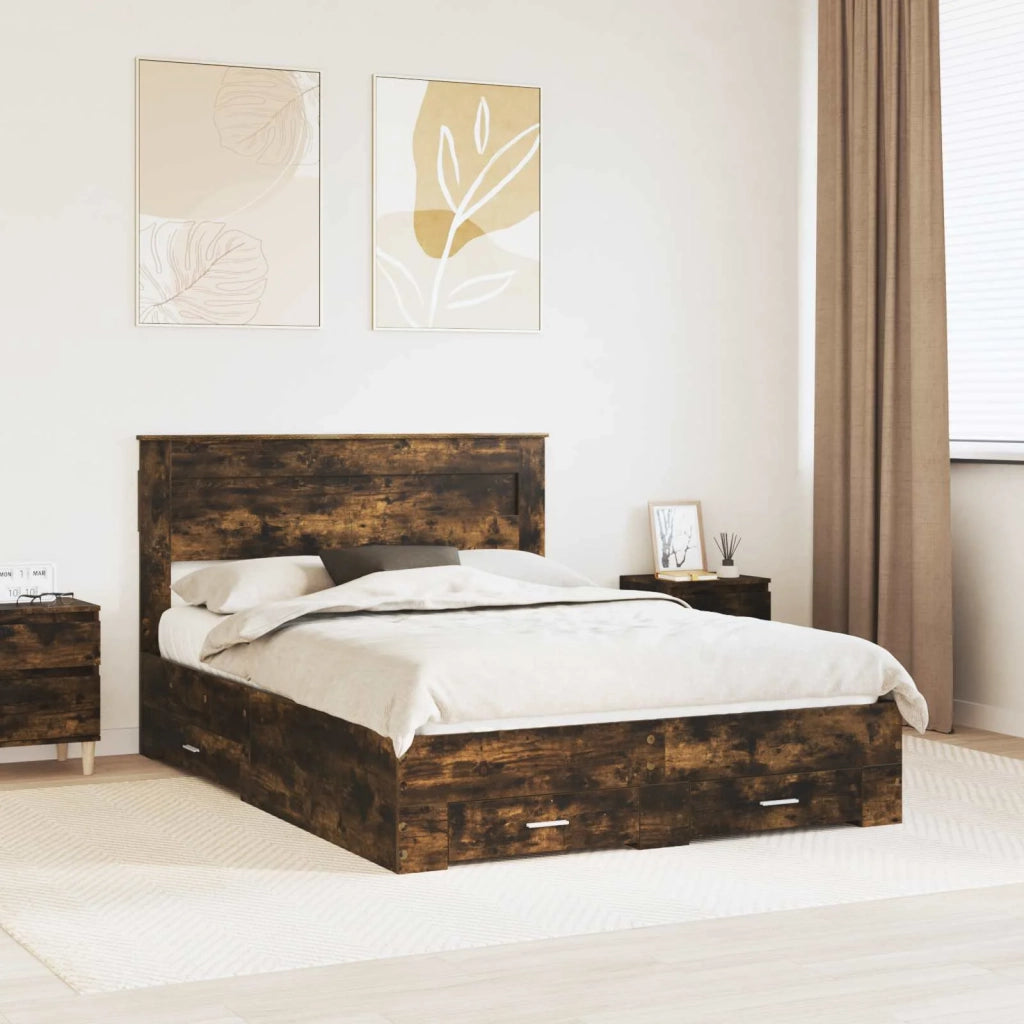 Struttura del letto Rovere fumé 140 x 190 cm Legno multistrato