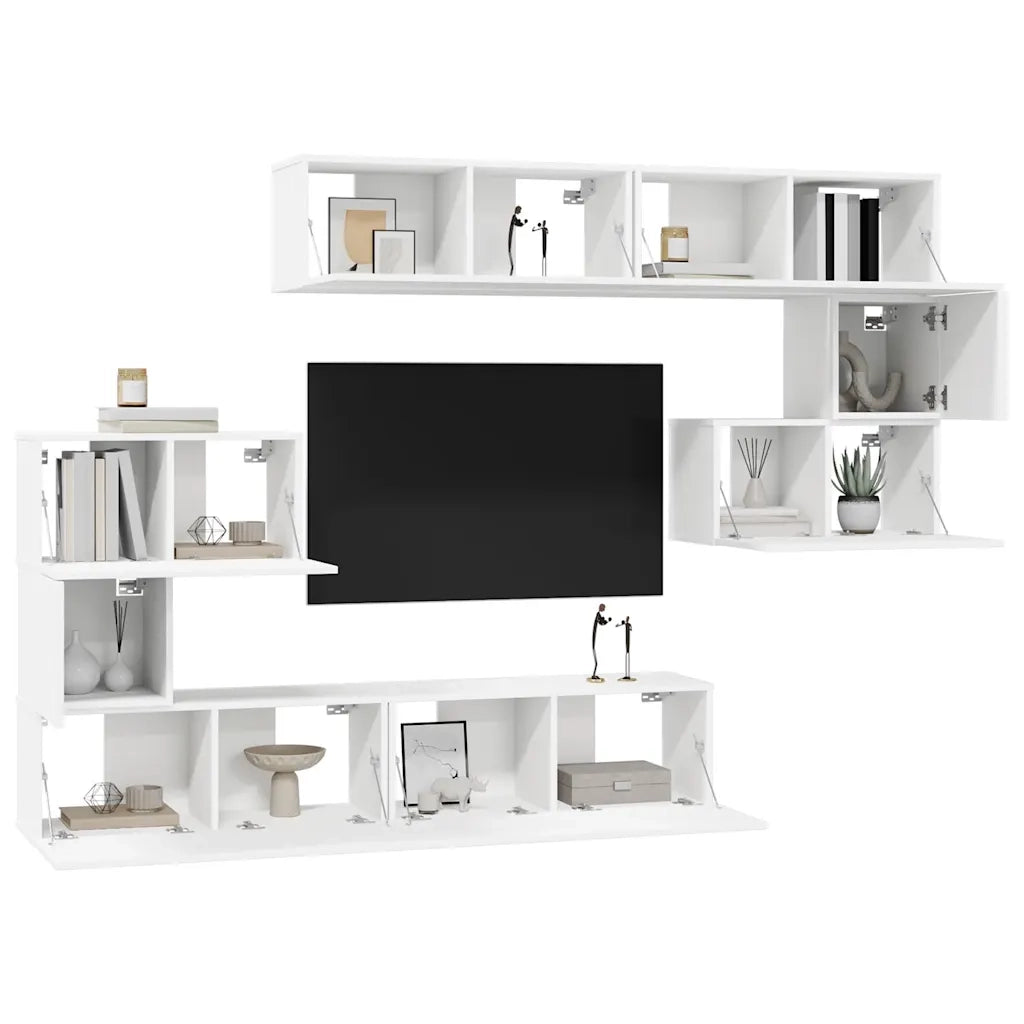 Set Mobili Porta TV 8 pz Bianco in Legno Multistrato 3078723