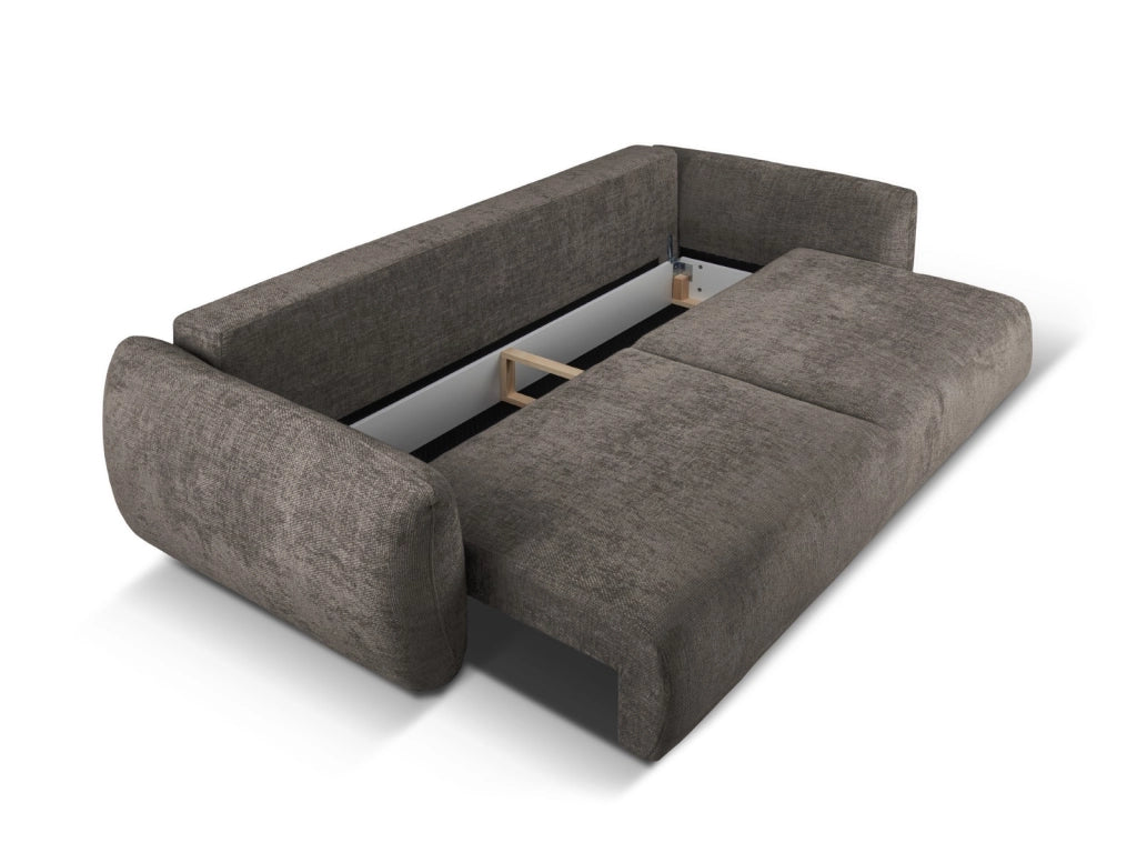 Cosmopolitan Design - Divano convertibile con contenitore "Matera" 3 posti in ciniglia grigio 