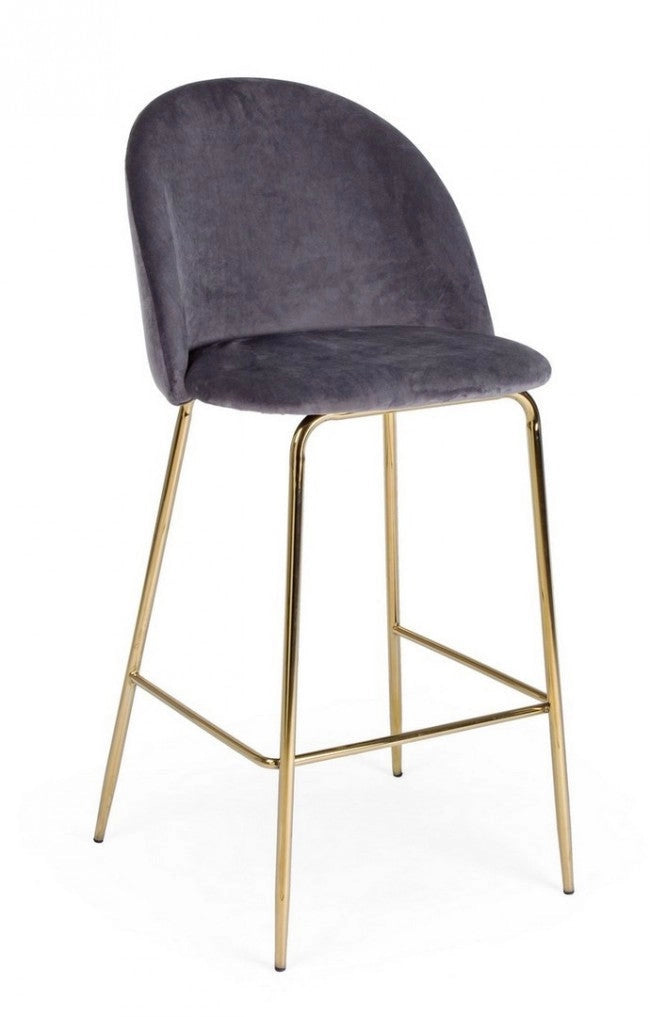 Set 2 Sgabelli Bar 51x55x105h cm Carry Velluto Grigio Scuro