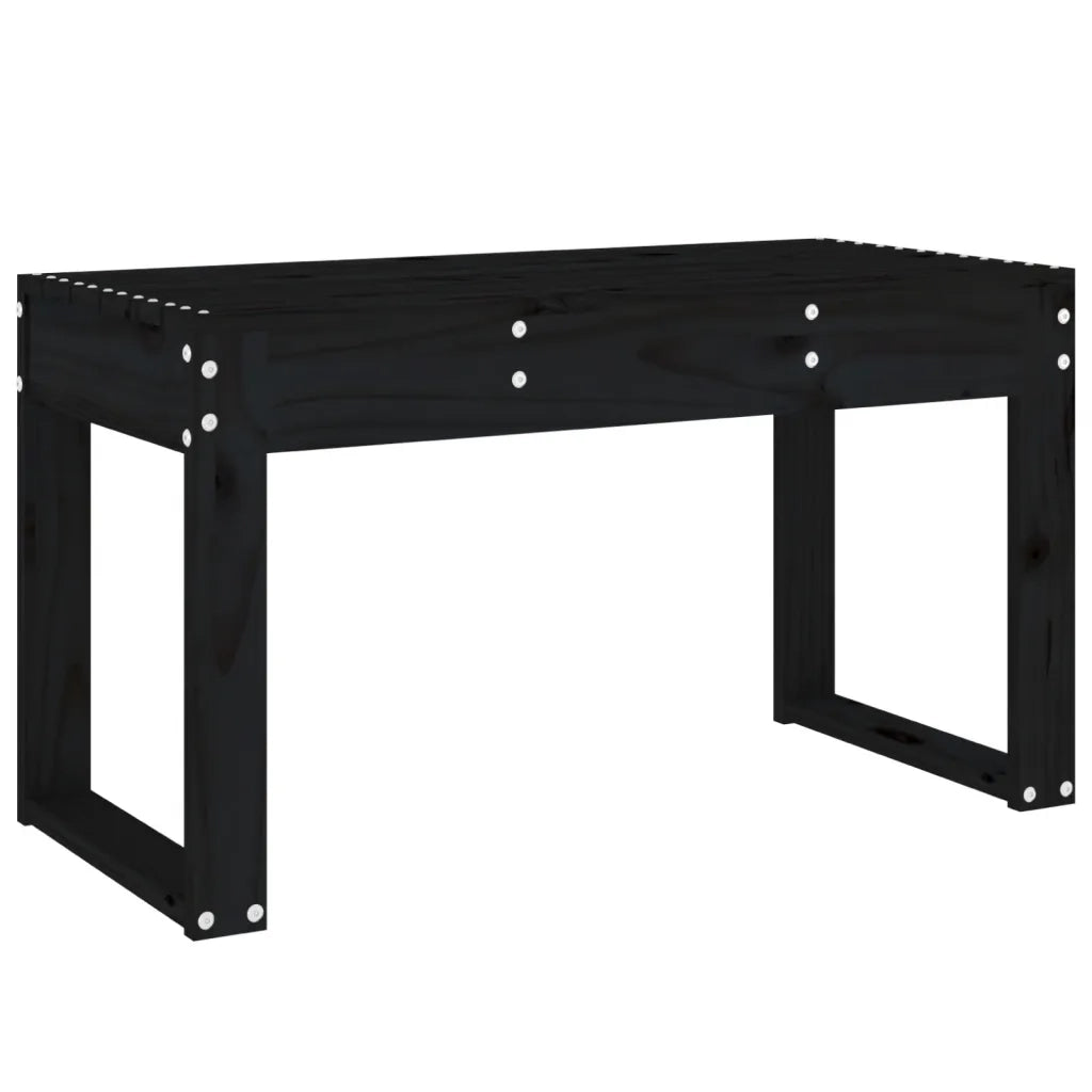 Panca da Giardino-Sgabello-Panca da esterno Nera 80x38x45 cm in Legno Massello di Pino