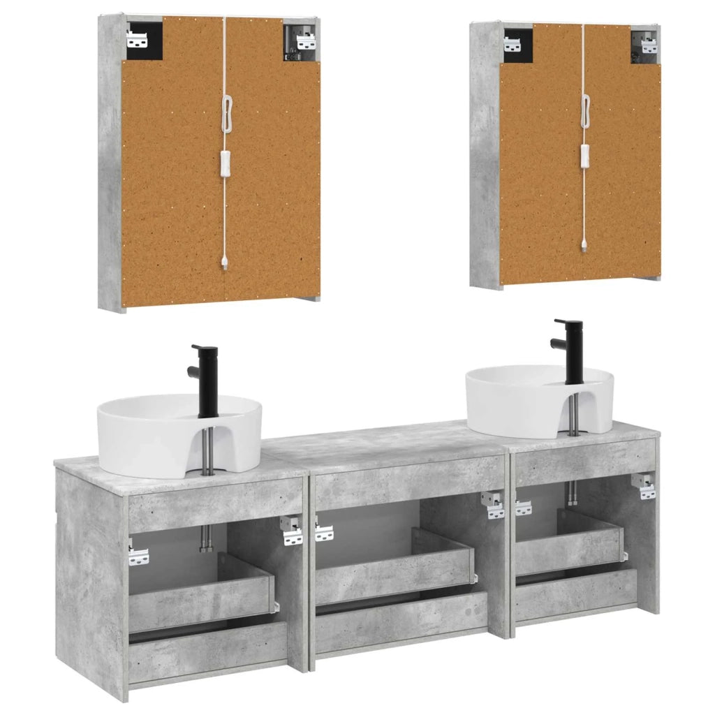 Set di Armadi da Bagno 5 pcs Grigio Cemento 53 x 15,5 x 70 cm 3406610