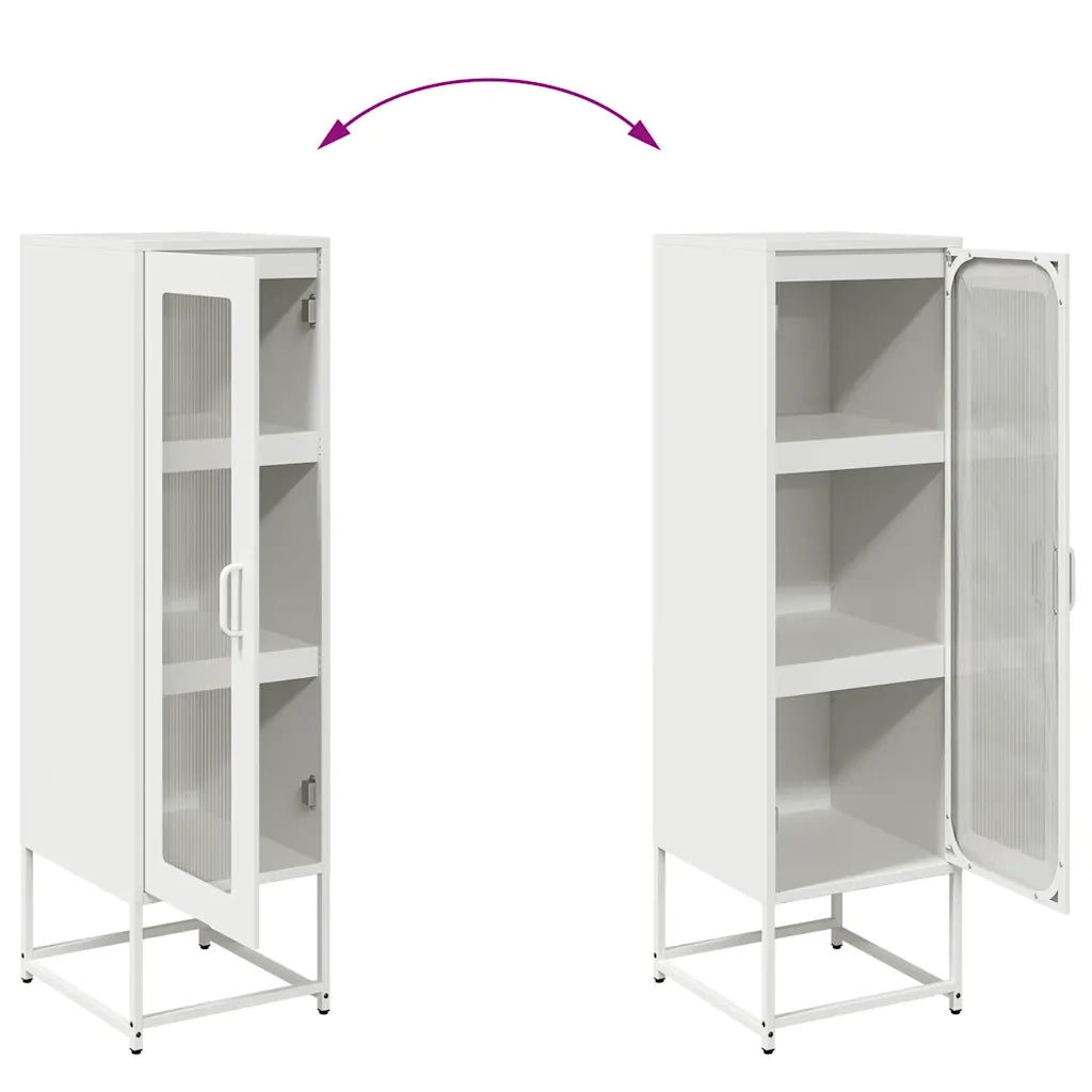 Credenza | Madia | Buffet da pranzo | Armadio da pranzo Bianca 36x39x123 cm Acciaio Laminato a Freddo