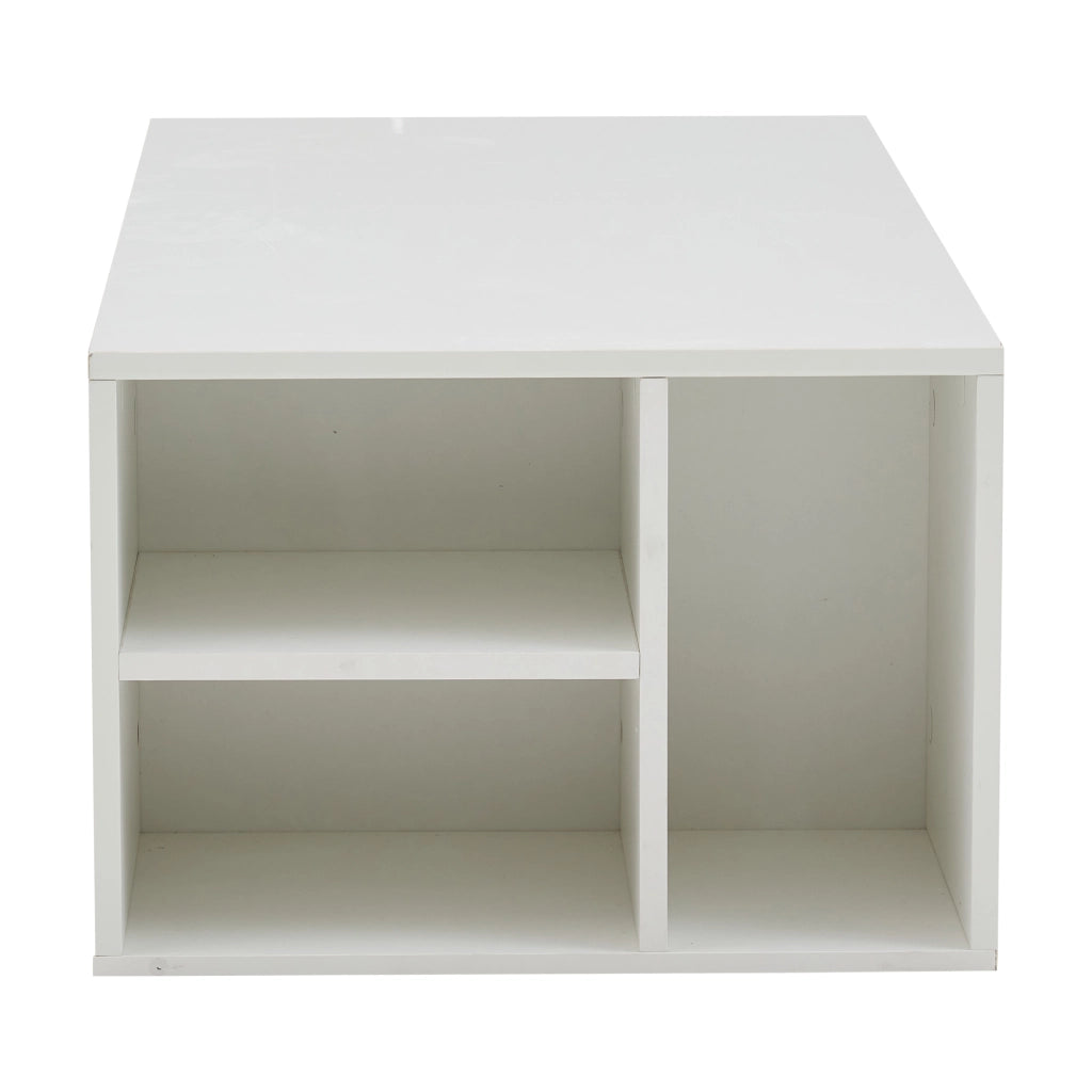TAVOLINO DA SALOTTO 100x50x35 cm Bianco Lucido con LED e 2 Cassetti