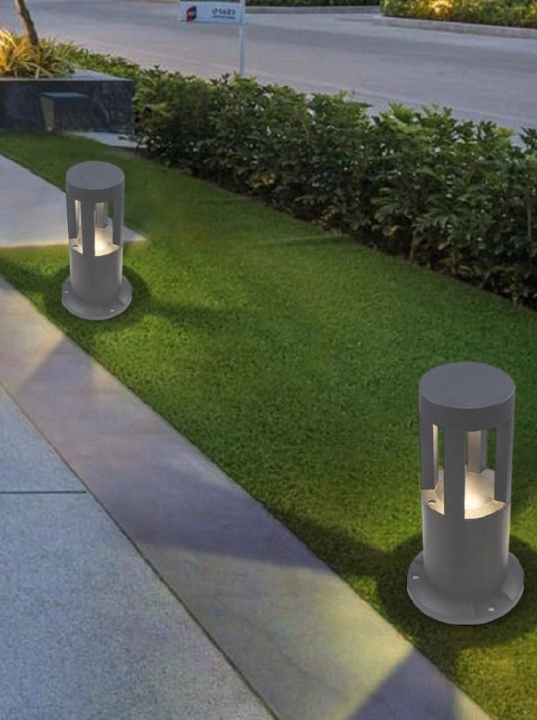 LAMPIONE PALO GIARDINO A LED ILLUMINAZIONE DA ESTERNO 15W IP65 30CM GRIGIO LUCE CALDA DECORAZIONI VIALETTI PRATO