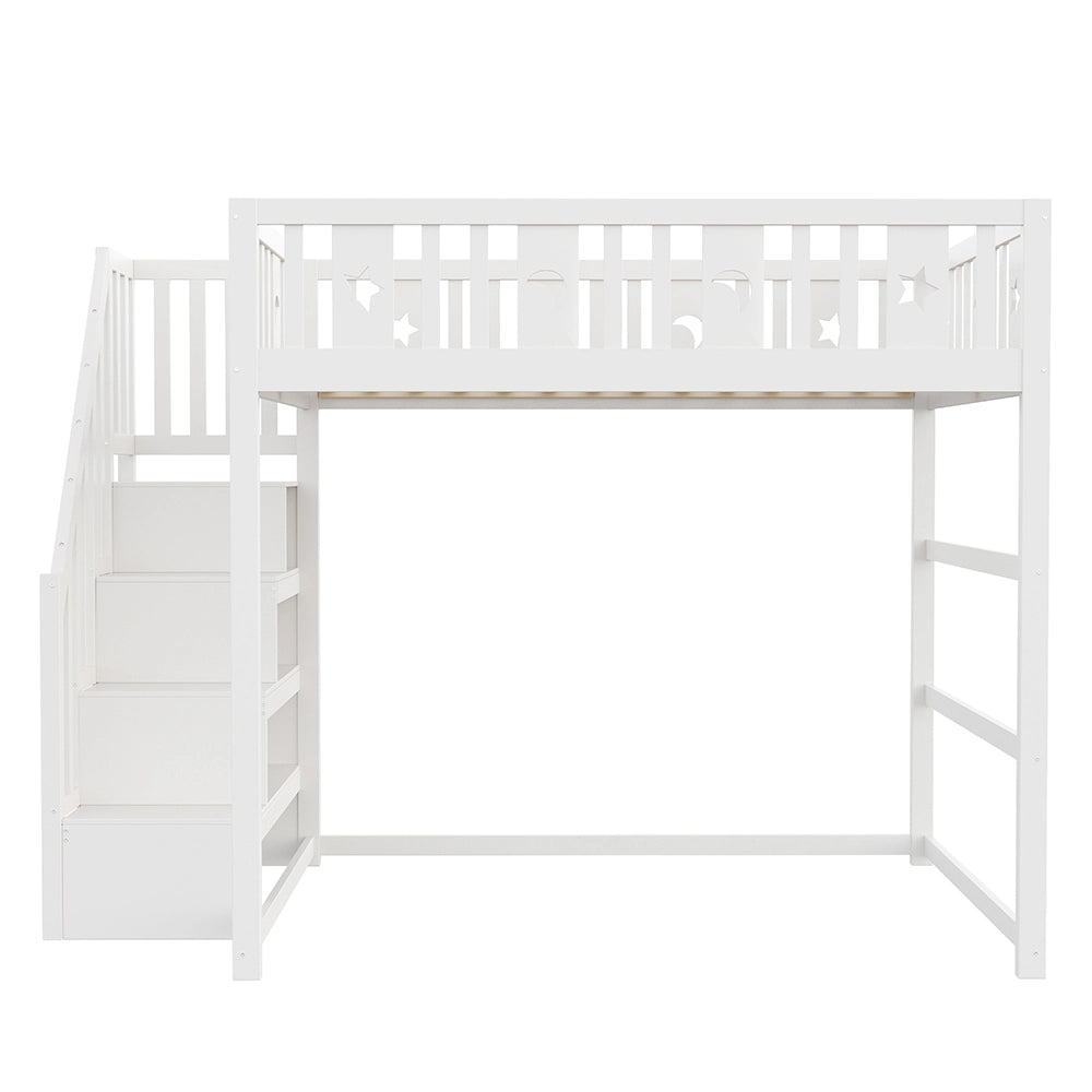 Letto a castello bambini - Xylo - 140x200 cm stelle lune bianco