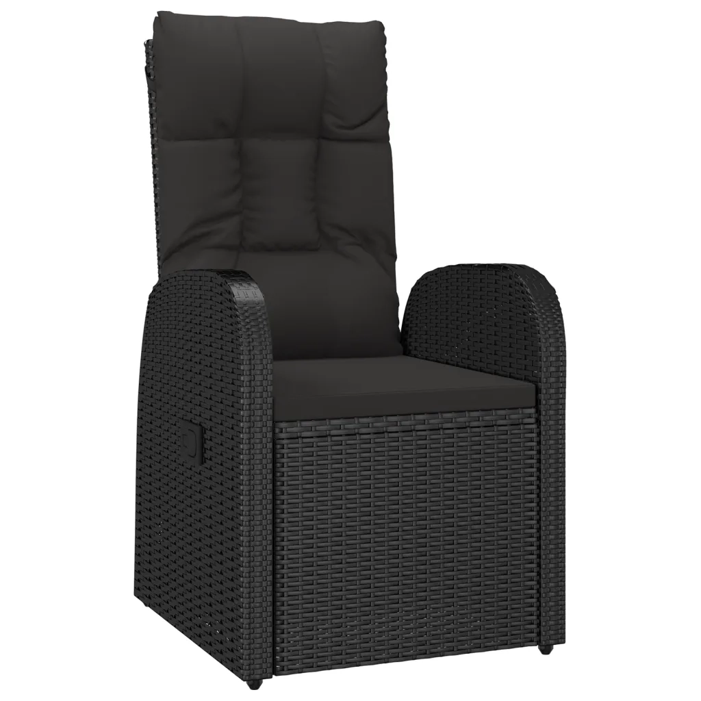 Set da Pranzo da Giardino 3 pz con Cuscini Nero in Polyrattan 3157597