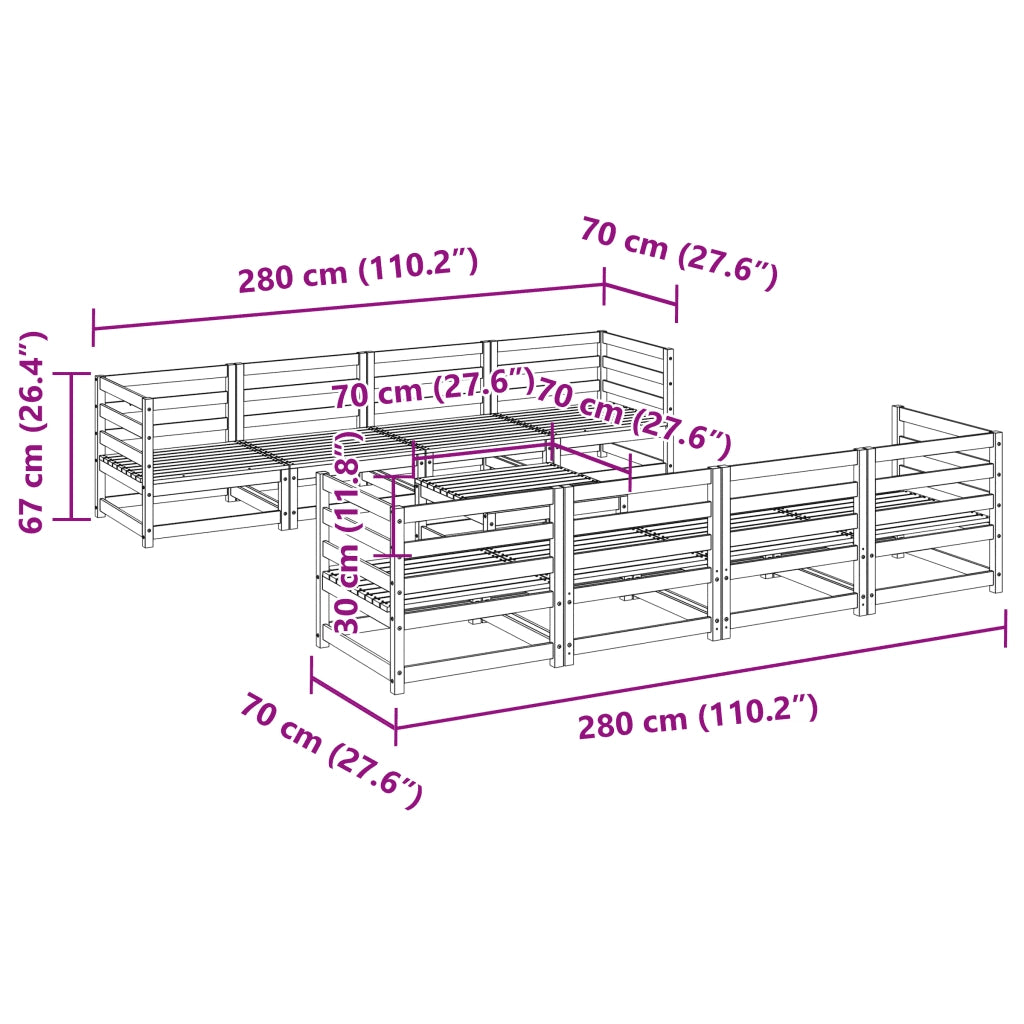 Set Divani da Giardino 9 pz in Legno Impregnato di Pino 3299357