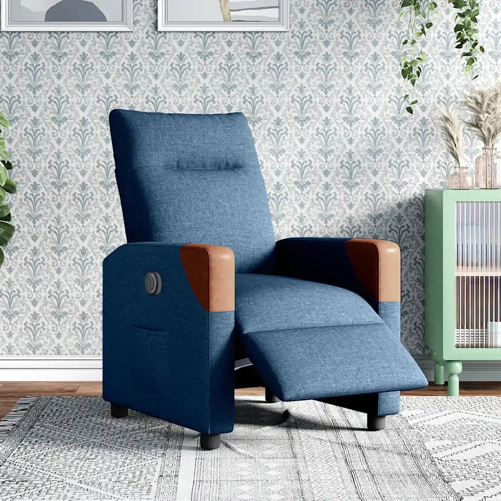 Poltrona | Sedia Relax Reclinabile Elettrica Blu in Tessuto
