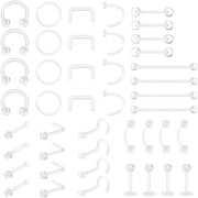 Piercing per Neus - 44 Stuks - Acryl - Orecchini per Piercing - Adatti per Uomini/Donne - Facili da Posizionare - Piercing per Naso