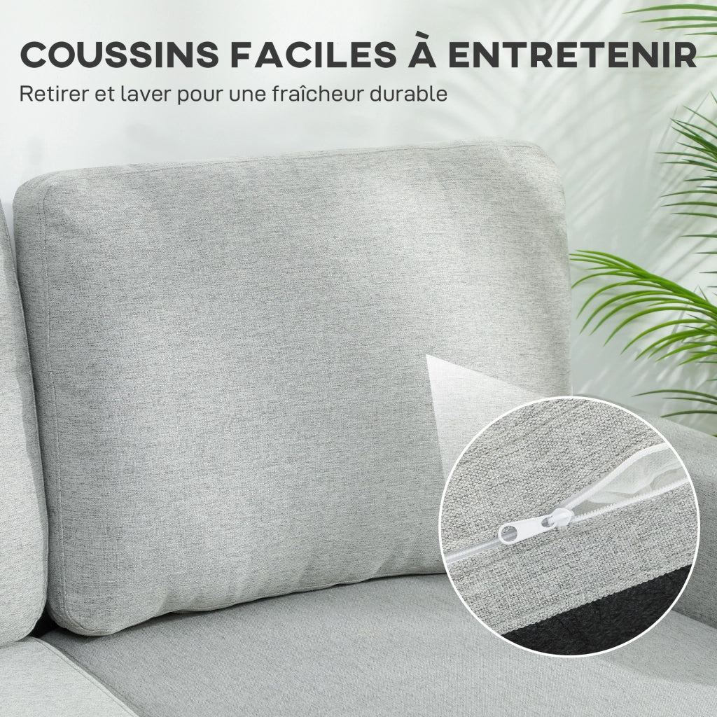 Divano letto angolare reversibile 3 posti con contenitore ¨C zephmum ¨C 197x129x85 cm grigio chiaro