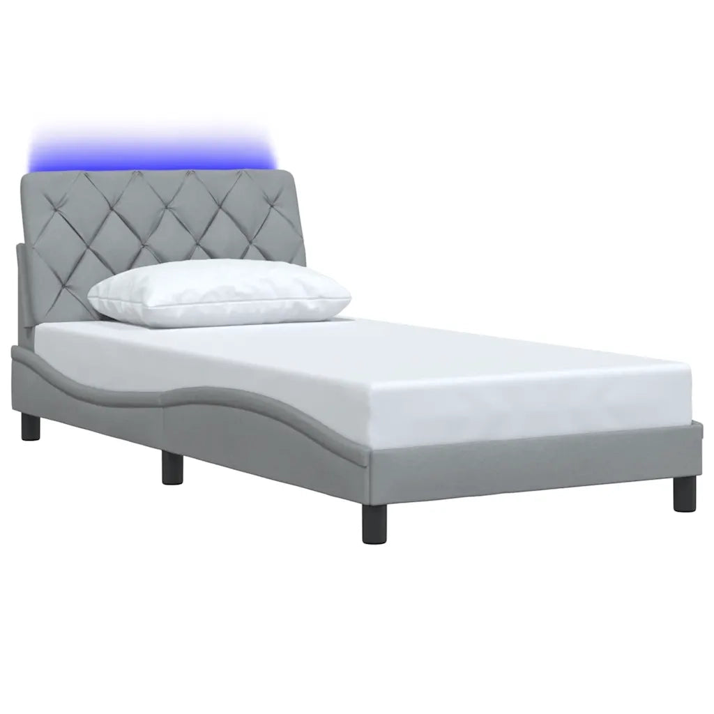 Giroletto con LED senza Materasso-Struttura Letto Grigio Chiaro 100x200 cm