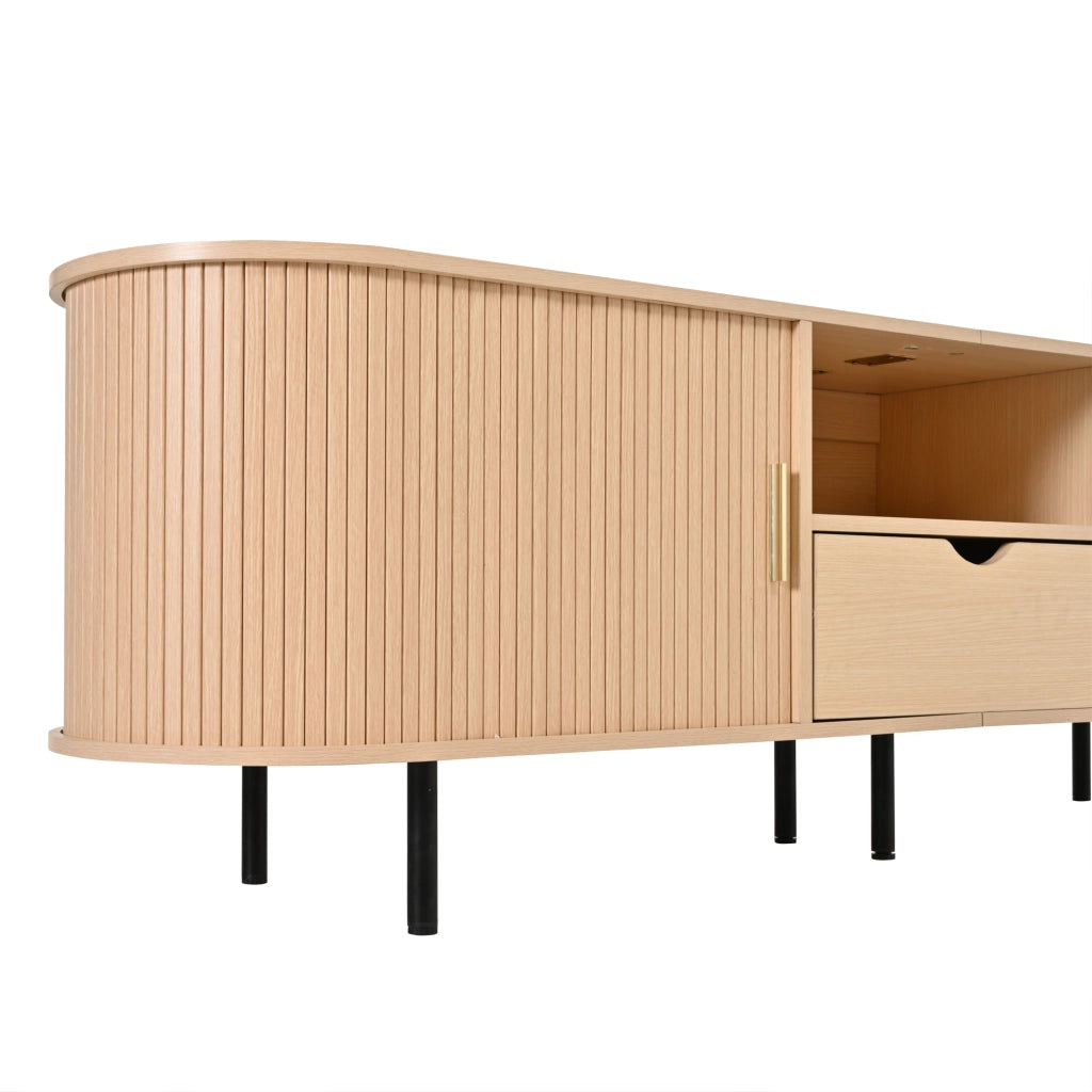 Lowboard per TV naturale in MDF lungo 175 cm