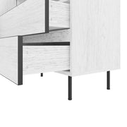 Credenza con 2 Ante; 2 Cassetti e Ripiani a Vista; Stile Minimalista; in Pannello Truciolare; Bianco; 140??42??77 cm