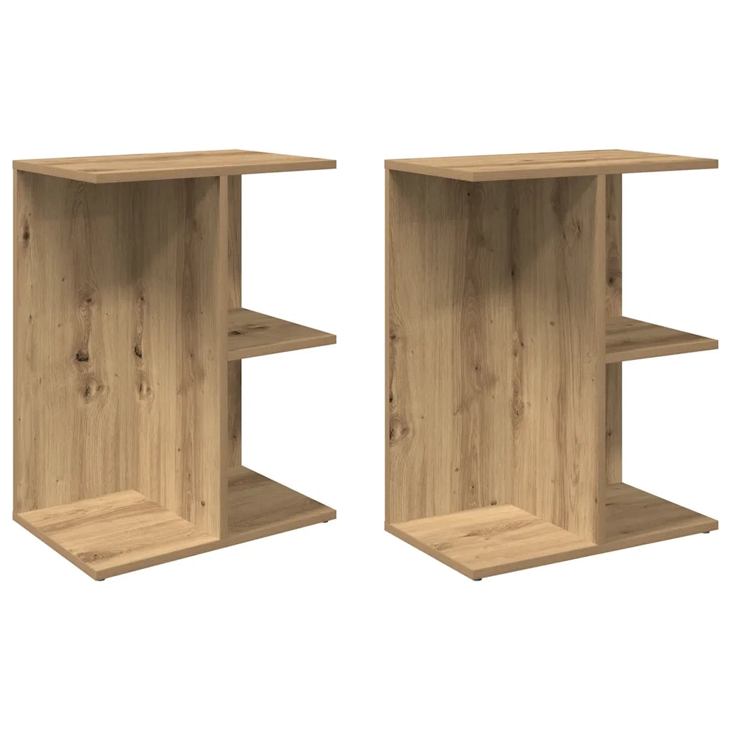 Set di 2 Comodini | Armadio da Notte | Mobiletto da notte Rovere Artigianale 46,5x29x61cm Legno Multistrato