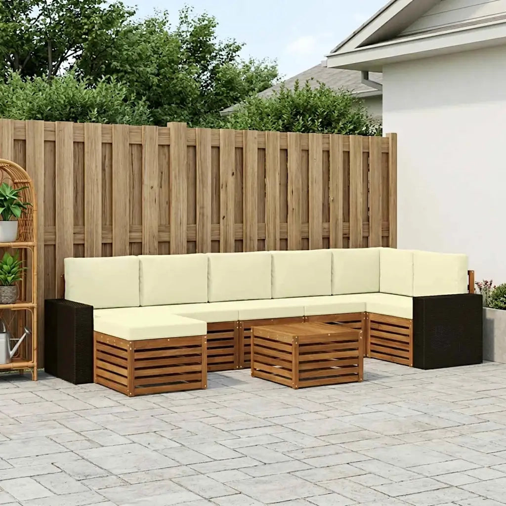 Set di divani da esterno con cuscino 8 pcs Naturale e Crema