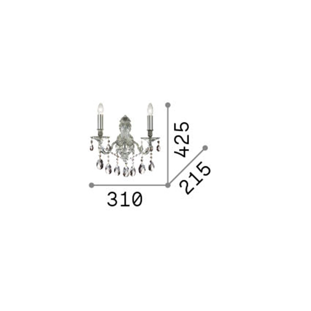 Applique Classica Gioconda Metallo-Cristallo Oro 2 Luci E14