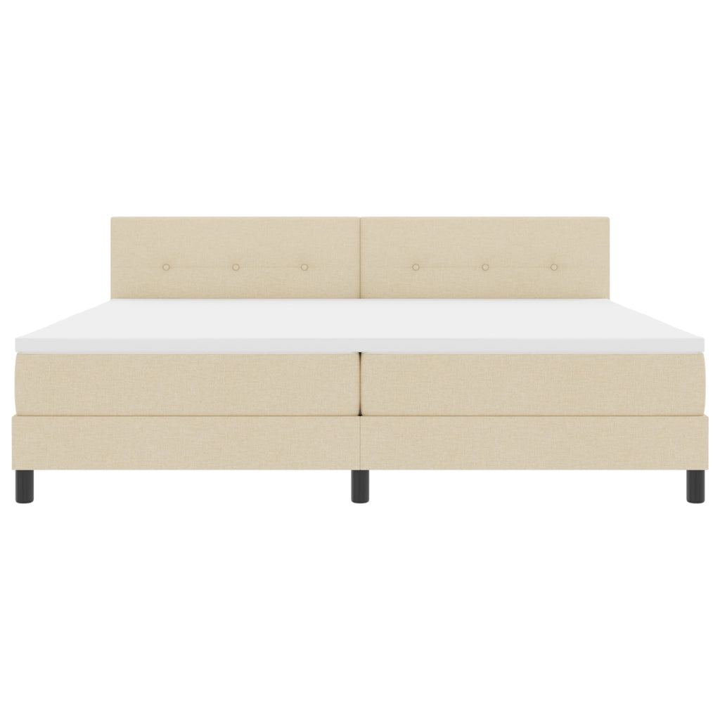 Letto con rete e materasso crema 200x200 cm tessuto