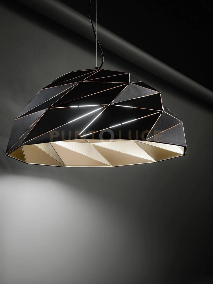 Tilt Sospensione in metallo verniciato nero e oro 3 luci attacco E27 d.56cm