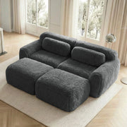 Divano modulare senza montaggio in tessuto plush grigio 204x179x73 cm con seduta ampia