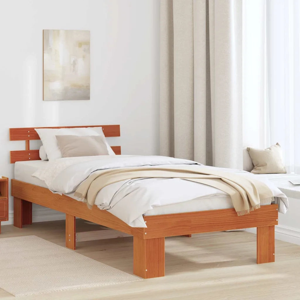 Struttura del letto Marrone cerato 90 x 200 cm Pino massello 872460
