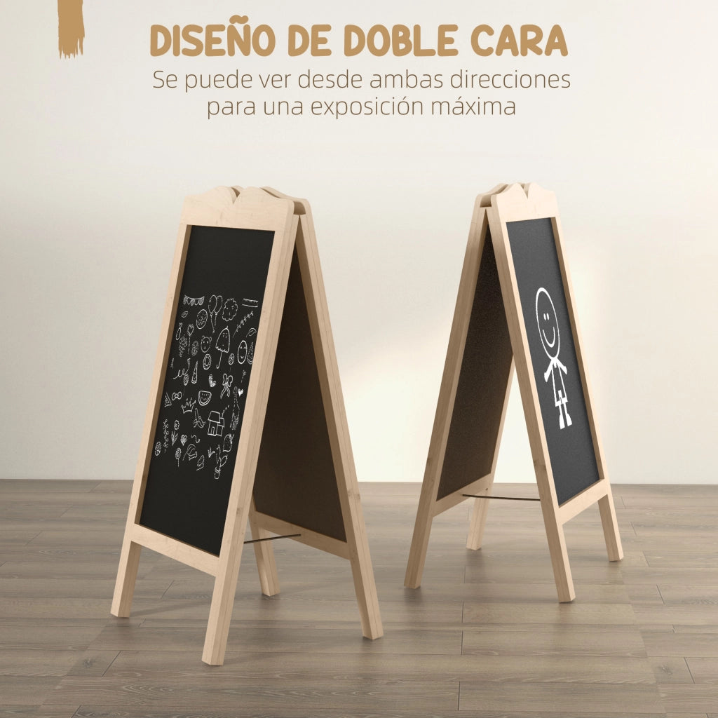 Cavalletto Bifacciale Pieghevole ¨C Xylo ¨C Legno con 8 Pennarelli e 6 Stencil 51x60x101 cm